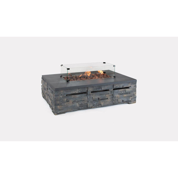 Kettler Kalos 37Cm H x 132Cm W Stone Propane Outdoor Fire Pit Table